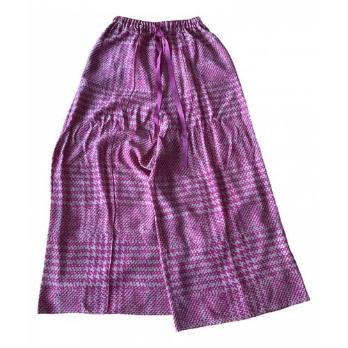 Pre-owned Fendi Silk Large Pants In Pink