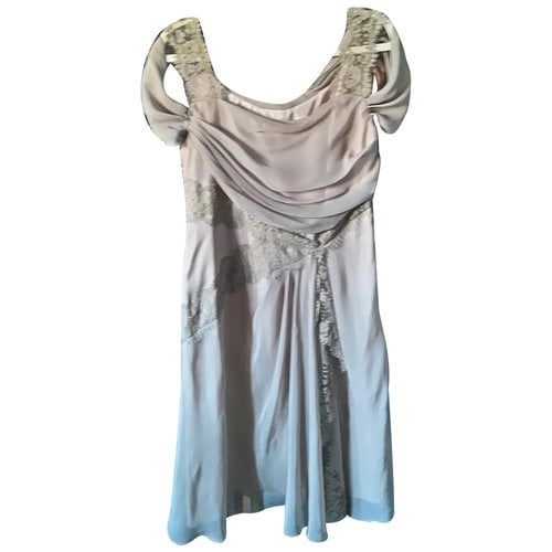 Pre-owned Alberta Ferretti Silk Mid-length Dress In Beige