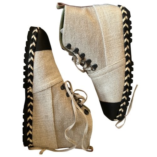 Pre-owned Jw Anderson Tweed Ankle Boots In Beige