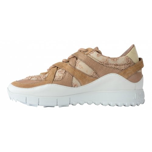 Pre-owned Jimmy Choo Leather Trainers In Beige