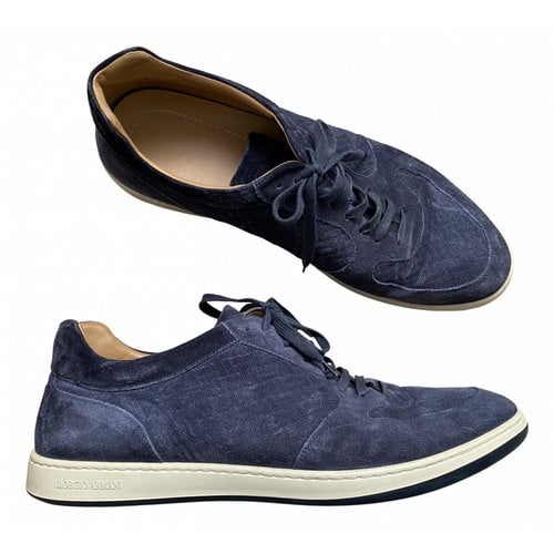 Pre-owned Giorgio Armani Low Trainers In Navy