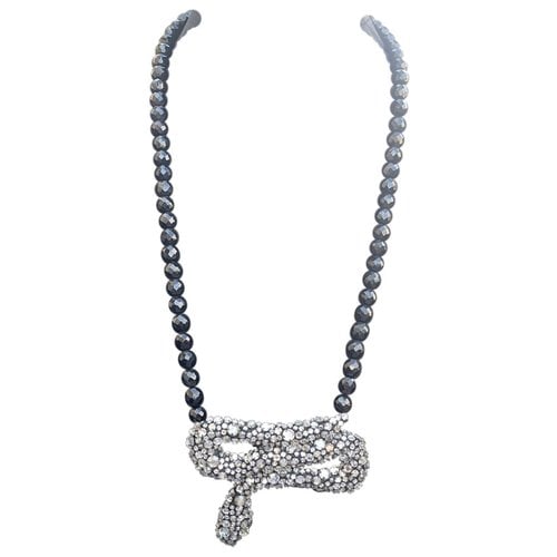 Pre-owned Shourouk Crystal Necklace In Black