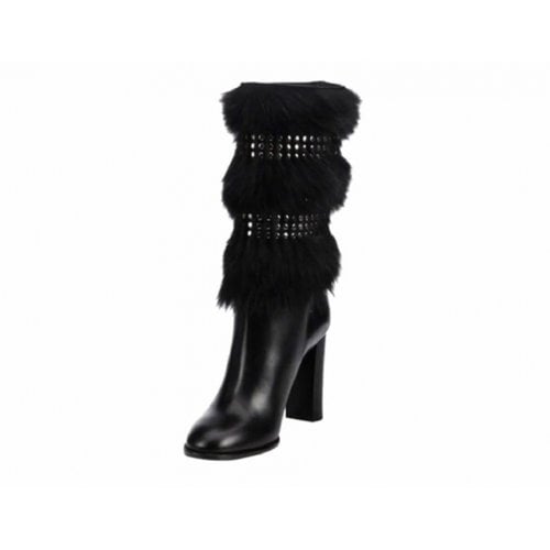Pre-owned Burberry Mink Ankle Boots In Black