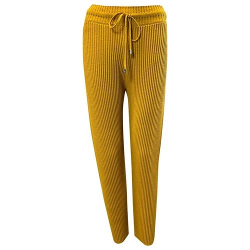 Pre-owned Max Mara Wool Straight Pants In Yellow