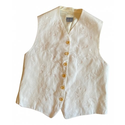 Pre-owned Kenzo Linen Vest In White