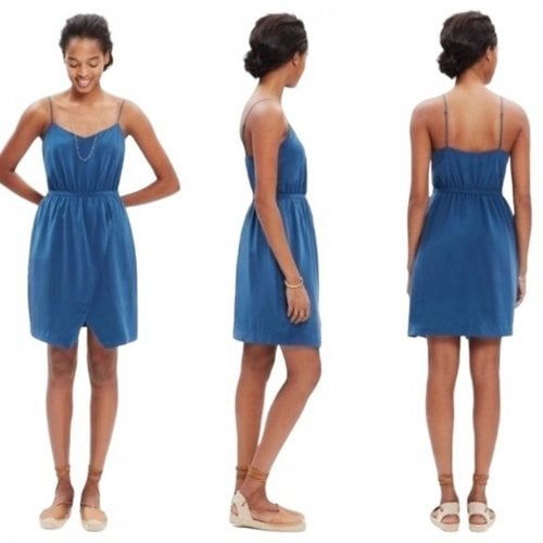 Pre-owned Madewell Silk Mini Dress In Blue
