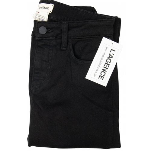 Pre-owned L Agence Straight Jeans In Black