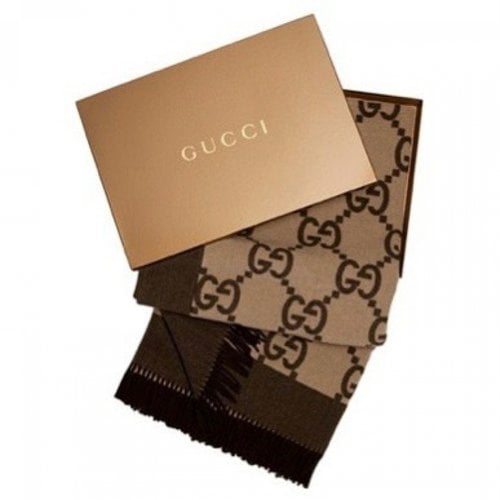 Pre-owned Gucci Wool Scarf In Brown