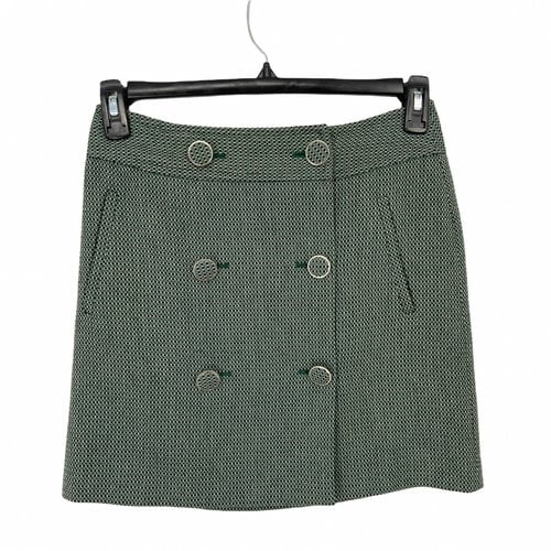 Pre-owned Ann Taylor Tweed Mini Skirt In Green