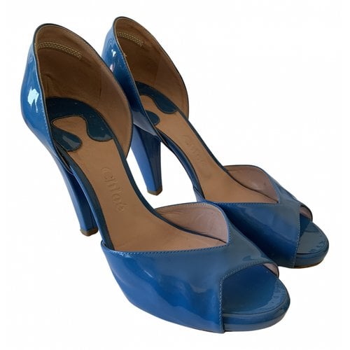 Pre-owned Chloé Patent Leather Sandals In Blue