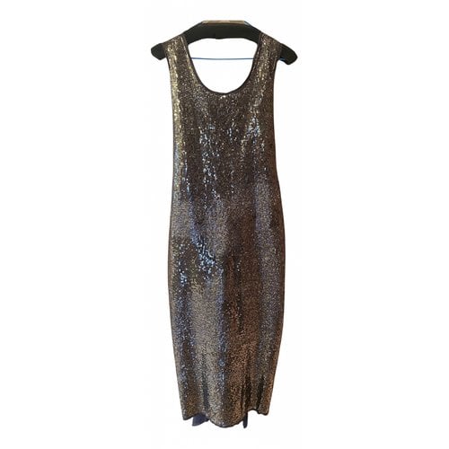 Pre-owned Lanvin Silk Mid-length Dress In Metallic