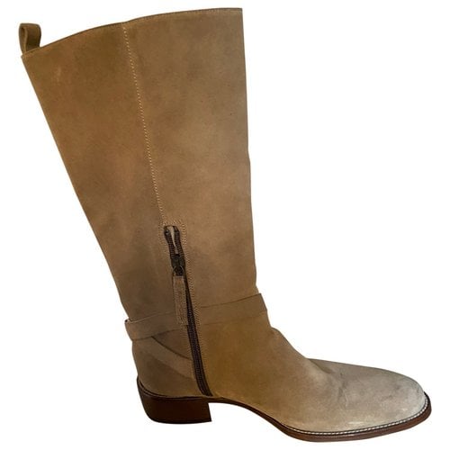 Pre-owned Sartore Western Boots In Beige