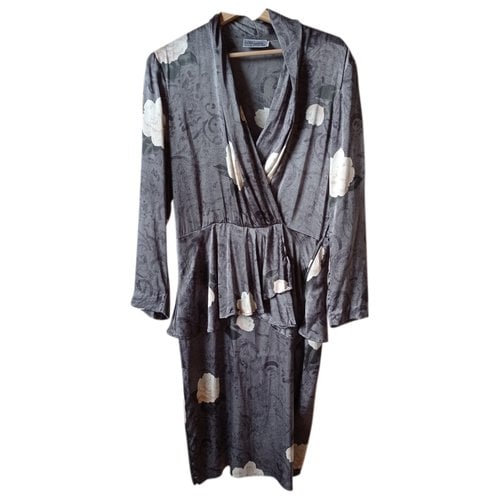 Pre-owned Max Mara Atelier Silk Dress In Grey