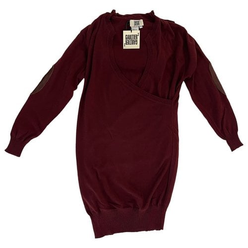 Pre-owned Jean Paul Gaultier Wool Mid-length Dress In Burgundy