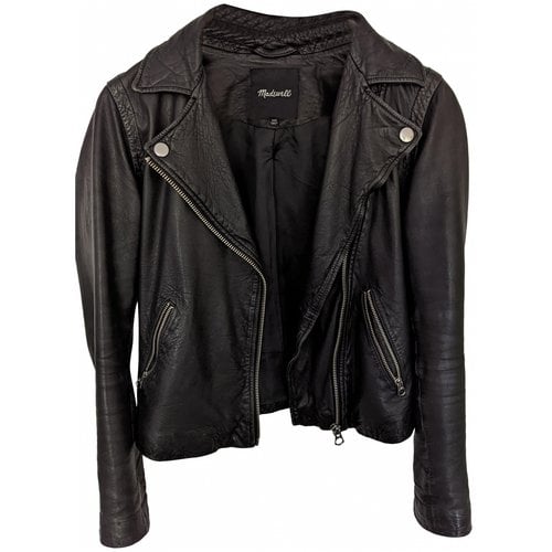Pre-owned Madewell Leather Biker Jacket In Black