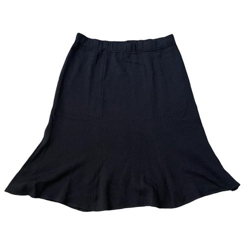 Pre-owned St John Wool Mid-length Skirt In Black
