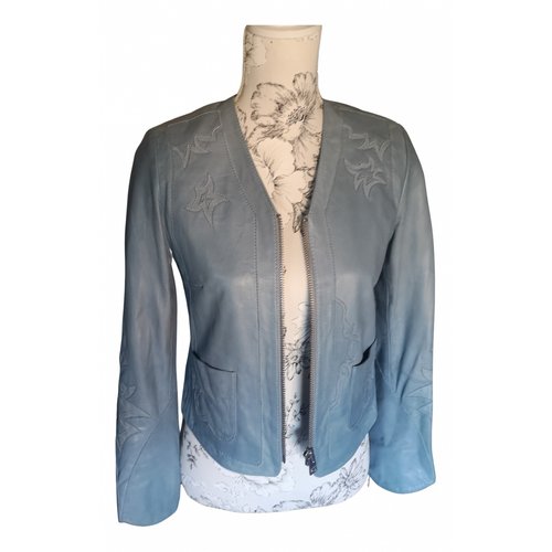 Pre-owned Zadig & Voltaire Leather Biker Jacket In Turquoise