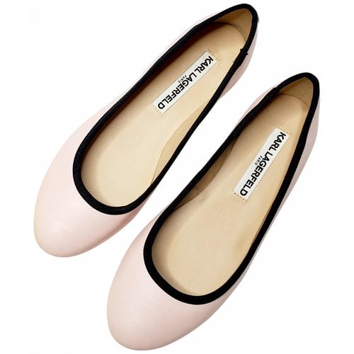 Pre-owned Karl Lagerfeld Leather Ballet Flats In Pink