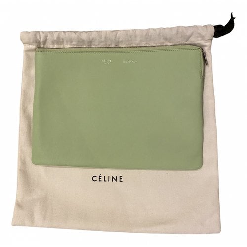 Pre-owned Celine Leather Clutch Bag In Green
