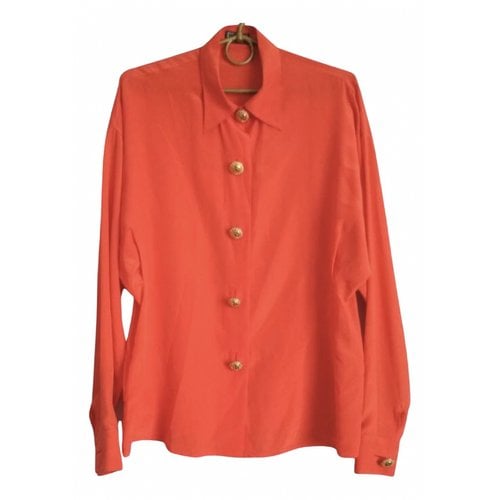 Pre-owned Versace Silk Blouse In Red