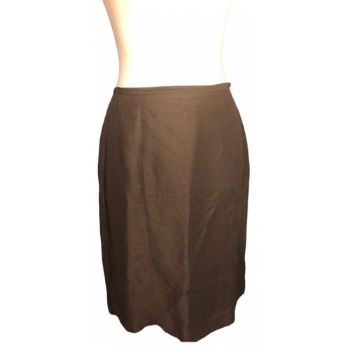 Pre-owned Ann Taylor Linen Mid-length Skirt In Brown