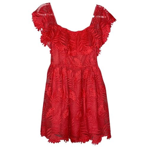 Pre-owned Lovers & Friends Lace Mini Dress In Red