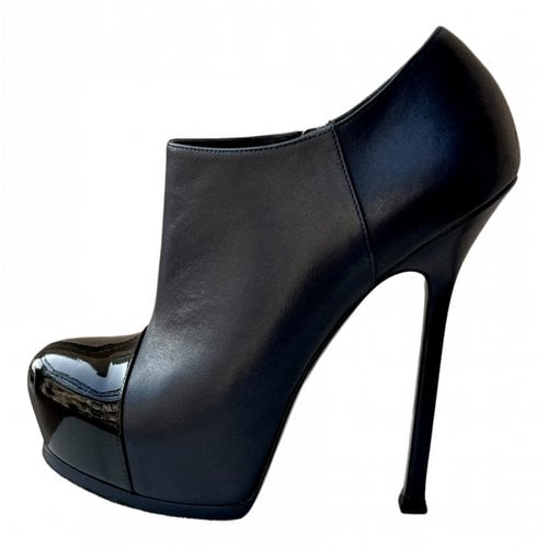 Pre-owned Saint Laurent Leather Ankle Boots In Blue