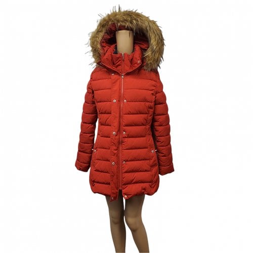 Pre-owned Tommy Hilfiger Faux Fur Puffer In Red