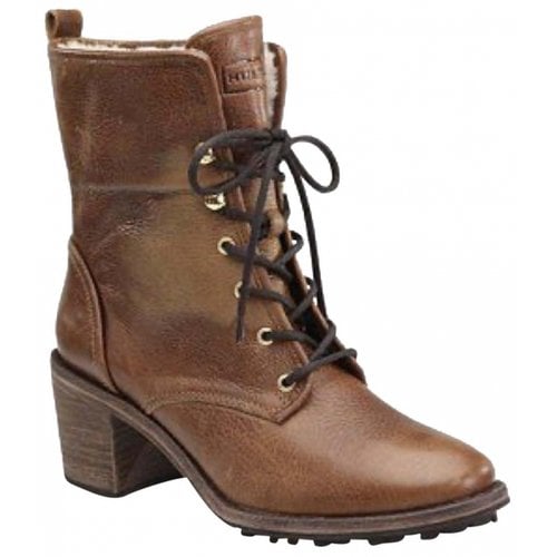 Pre-owned Hunter Leather Lace Up Boots In Brown