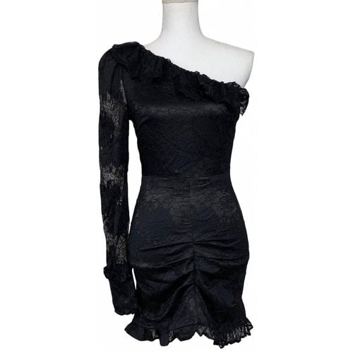 Pre-owned Alexis Lace Mini Dress In Black