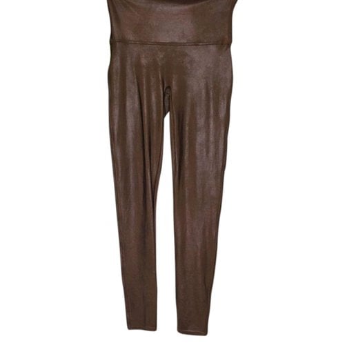 Pre-owned Spanx Leather Leggings In Brown