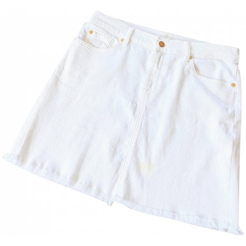 Pre-owned 7 For All Mankind Mini Skirt In White