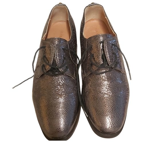 Pre-owned Max & Co Leather Lace Ups In Silver