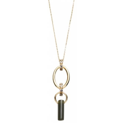 Pre-owned Ann Taylor Crystal Necklace In Gold