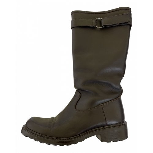 Pre-owned Pollini Leather Biker Boots In Brown