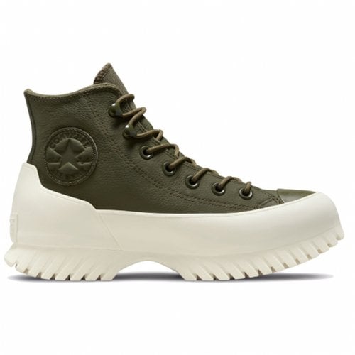 Pre-owned Converse Leather Trainers In Green