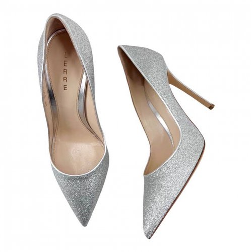 Pre-owned Lerre Glitter Heels In Silver