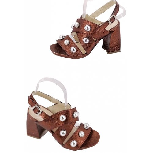 Pre-owned Anthropologie Leather Sandals In Brown