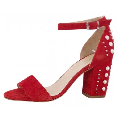 Pre-owned Anthropologie Leather Heels In Red