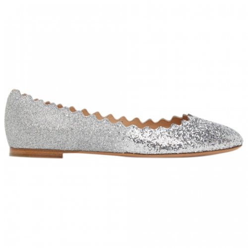 Pre-owned Chloé Leather Ballet Flats In Silver