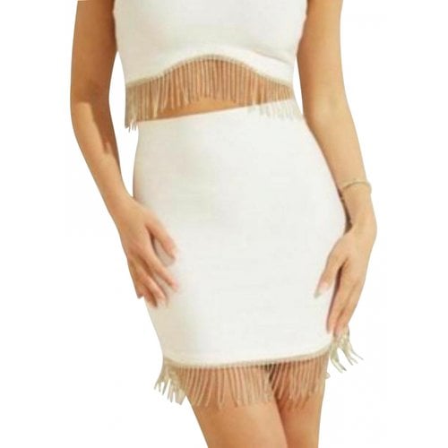 Pre-owned Guess Mini Skirt In White