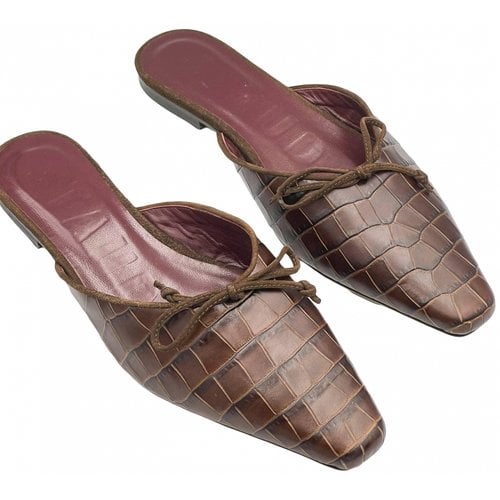 Pre-owned Staud Leather Flats In Brown