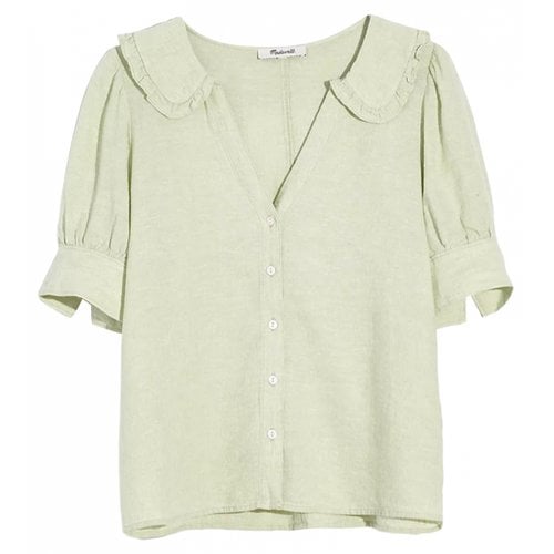 Pre-owned Madewell Linen Blouse In Green