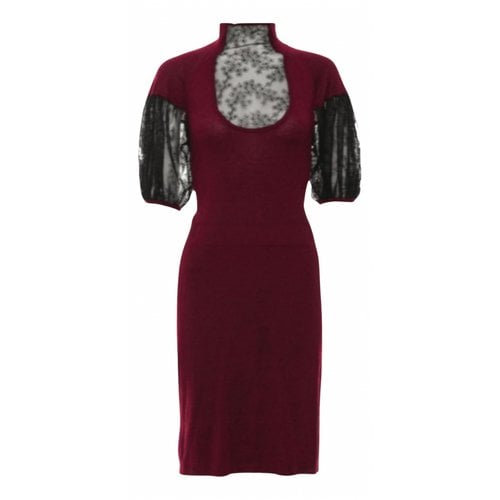 Pre-owned Fendi Cashmere Mid-length Dress In Burgundy