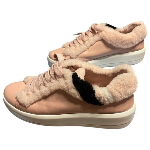 Pre-owned Prada Leather Trainers In Pink