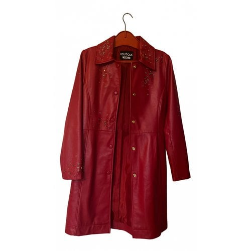 Pre-owned Moschino Leather Coat In Red