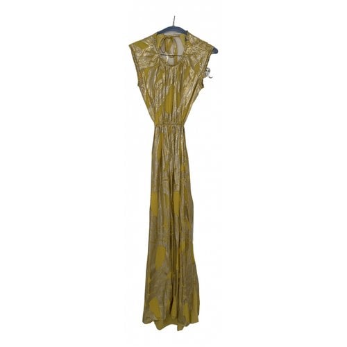 Pre-owned Rebecca Vallance Silk Maxi Dress In Gold