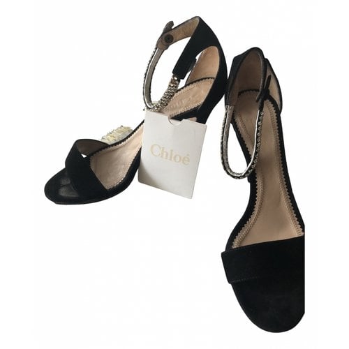 Pre-owned Chloé Velvet Sandals In Black
