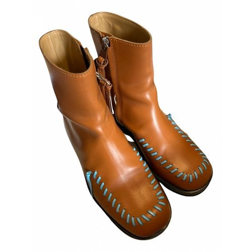 Pre-owned Jw Anderson Leather Ankle Boots In Brown