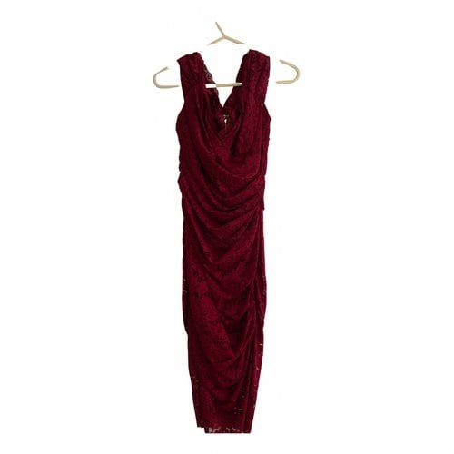 Pre-owned Guess Lace Mid-length Dress In Burgundy